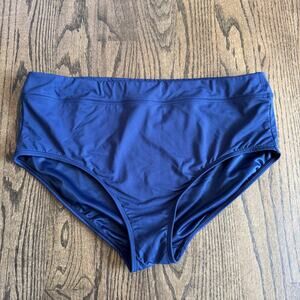 Lands End Womens Solid Black Banded Mid Rise Bikini Bottom Brief Plus Size 18